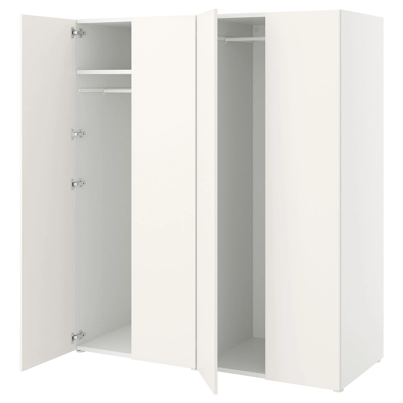 PLATSA 
Armario con 4 puertas, blanco/Fonnes blanco, 160x57x181 cm