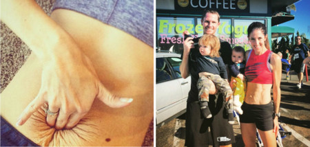Una atleta de élite muestra las marcas que los embarazos han dejado en su barriga