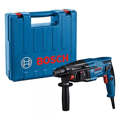 Bosch Professional martillo perforador GBH 2-21 (con SDS plus, incl. empuñadura auxiliar, paño para la máquina, profundidad retráctil, maletín)