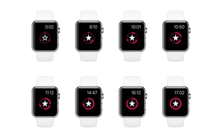 オール ザ リングの複雑機構の 1 つでは、3 つのリングが 3 分の 3 に分割されて 1 つに成長する様子を確認できます。その時間中に立っていた場合、中央の星が塗りつぶされます。