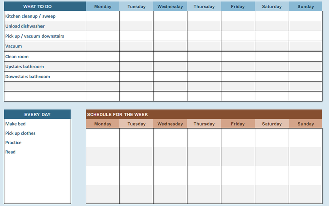 Chore Chart Hojas De Calculo De Google