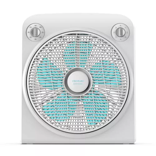 Cecotec Ventilador de Suelo Blanco EnergySilence 6000 Power Box Cool. Motor de Cobre, 50W, Diámetro 12" con 5 Aspas, Rejilla Giratoria, 3 Velocidades, Temporizador 2h, Uso Sencillo y Seguro