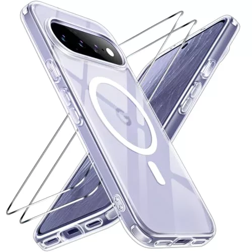 ivoler Funda Magnética para Google Pixel 11 con 2 Piezas Cristal Templado, Compatible con MagSafe, [Protección Militar] Anti-Choque Anticaídas Slim Carcasa Protectora, Transparente