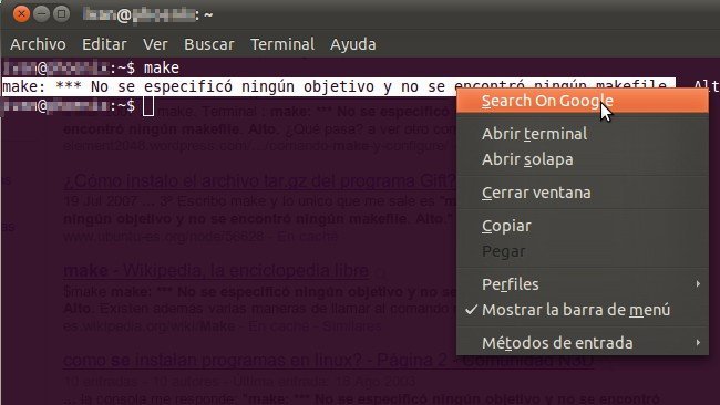 Busca en Google el texto seleccionado en la terminal de Gnome