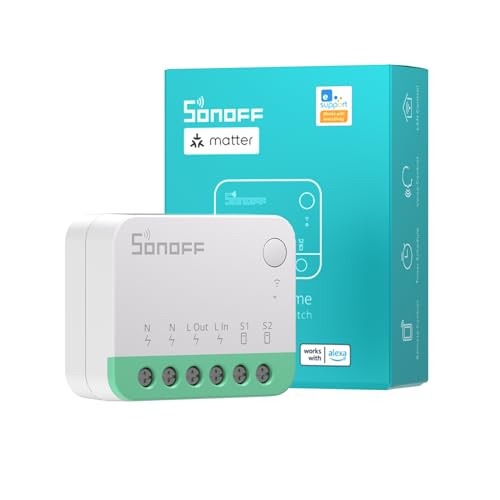SONOFF(Matter) Mini Interruptor Inteligente Wifi, Interruptor WiFi Inteligente Bricolaje de 2 Vías,Control APP, control por voz，Soporte para Apple Home, Alexa y Google Home 10A 2400W MINIR4M