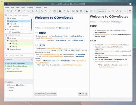 QOwnNotes es un potente editor de texto y gestor de tareas multiplataforma, de código abierto y con sincronización