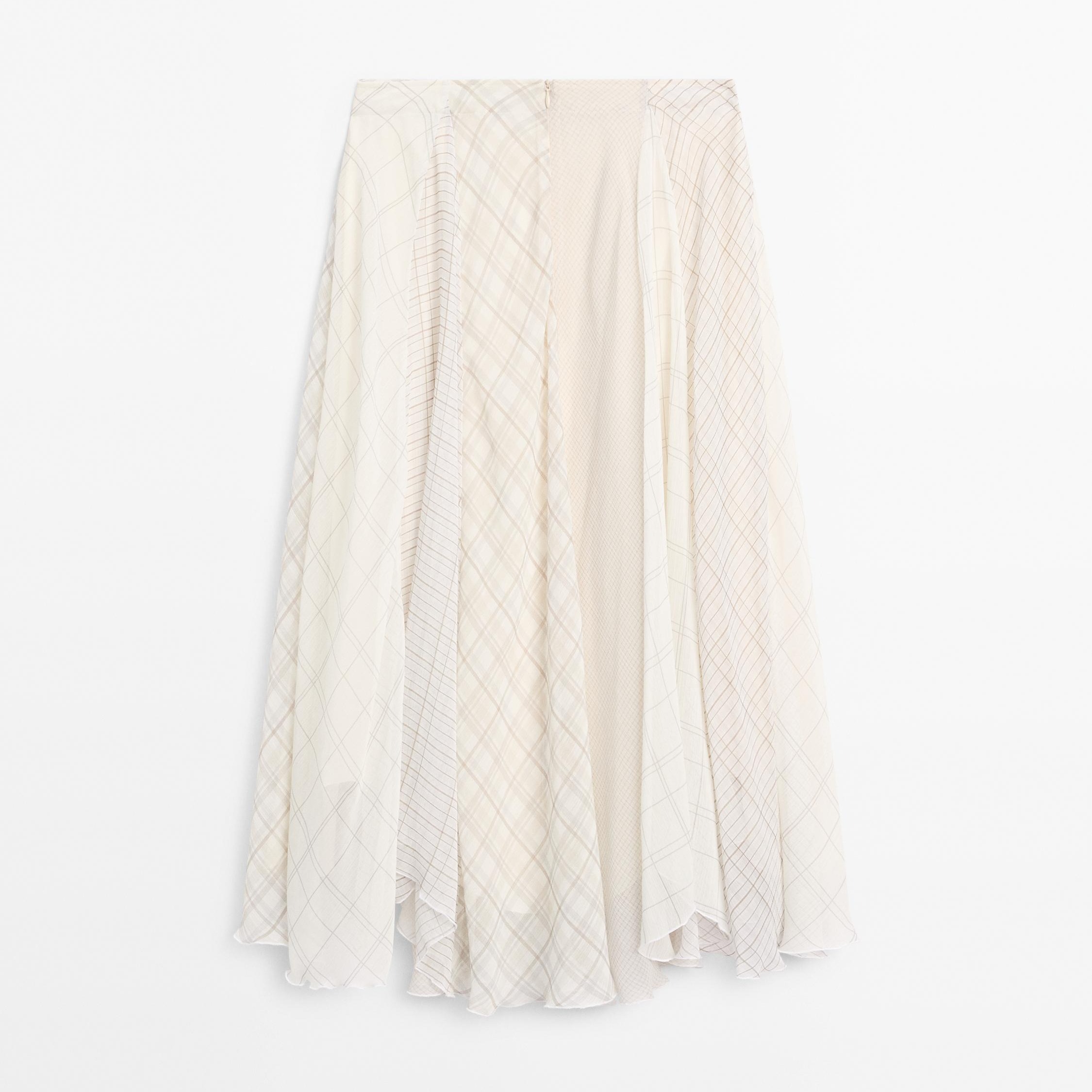 Falda midi asimétrica cuadros

