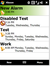 Klaxon, despertador avanzado para Windows Mobile