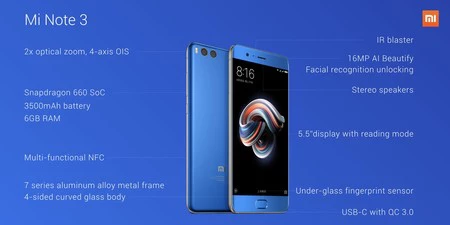 Oferta Flash: Xiaomi Mi Note 3, con 6GB de RAM, por 252 euros y envío gratis