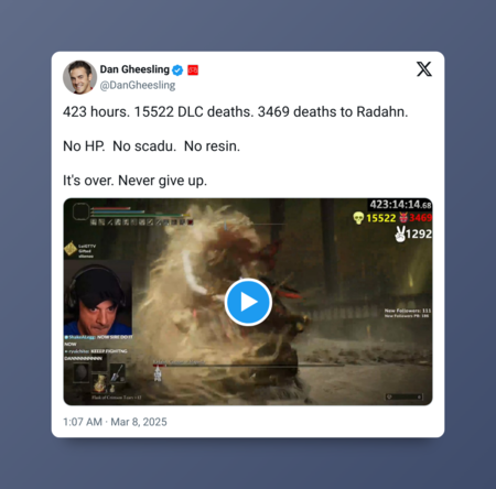 Tweet Shadow Of The Erdtree 450 Horas