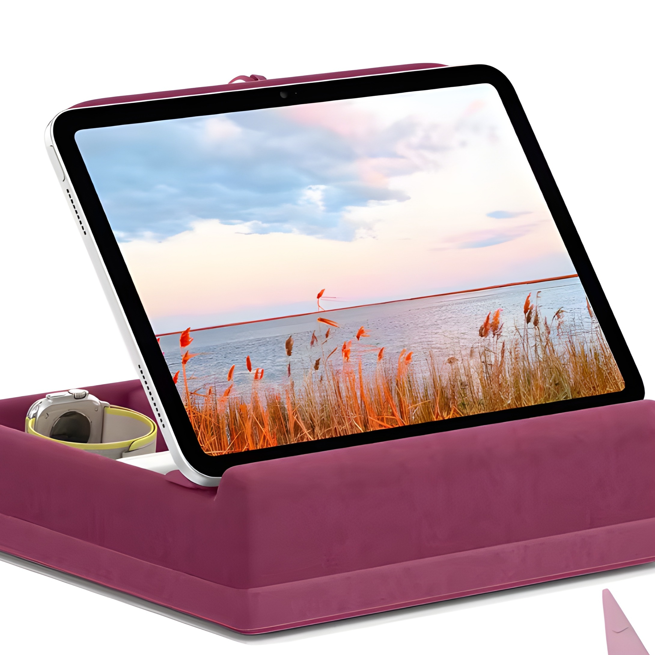 Soporte tablet, almohada y caja de accesorios
