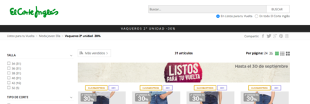 Vuelta al cole El Corte Inglés: segunda unidad al 30% en vaqueros