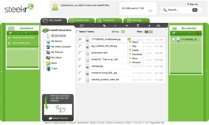 Steekr, disco duro virtual para archivos multimedia