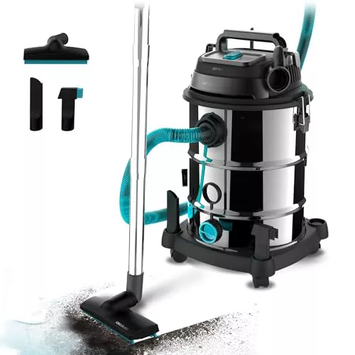 Cecotec Conga Rockstar Wet & Dry Steel Pro - Aspirador de Sólidos y Líquidos de 30 L