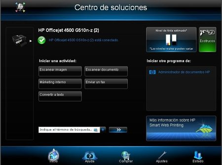 Centro de control de HP