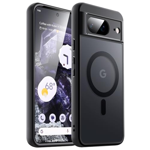 JETech Funda Magnética para Google Pixel 8 6,2 Pulgadas 2023, Compatible con MagSafe, Carcasa Antigolpes Translúcida Mate Respaldo (Obsidiana)