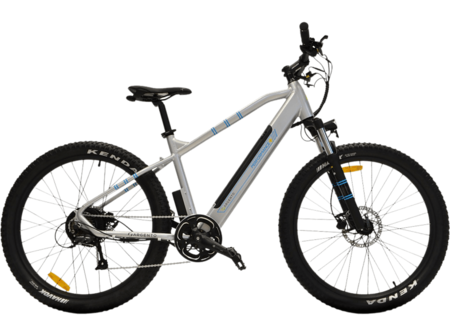 Bicicleta eléctrica - Argento Performance MTB, 250 W, 25 km/h, Shimano de 7 vel., 27.5 " x 2.3 ", Gris