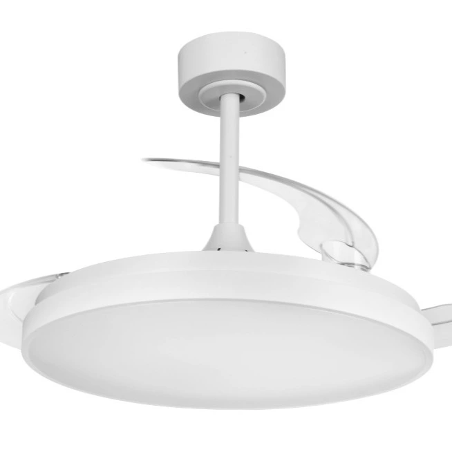 Ventilador de techo con luz retráctil silencioso DC Torrent blanco 106 cm color luz regulable