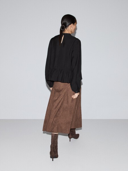 Faldas Midi Marron Lefties Baratas Elegantes Otoño