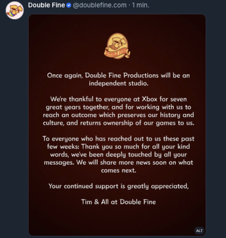 Comunicado double fine