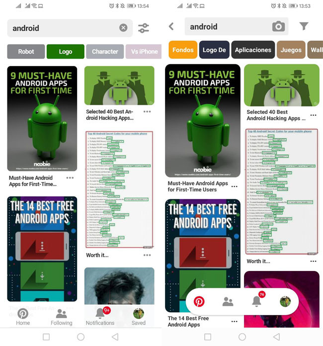 Pinterest Lite es una versión en miniatura con casi las mismas
