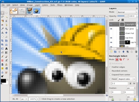 Primeras capturas de la nueva ventana única de GIMP