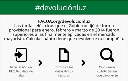 FACUA: #devoluciónluz un simulador para calcular los reembolsos que deben realizar las eléctricas