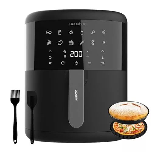 Cecotec Freidora de Aire sin Aceite de 6 L Air Fryer con Accesorios Cecofry Bombastik 6000 Full. 1700 W, Tecnología PerfectCook, Temperatura y Tiempo Regulables, Control Táctil, 12 Modos