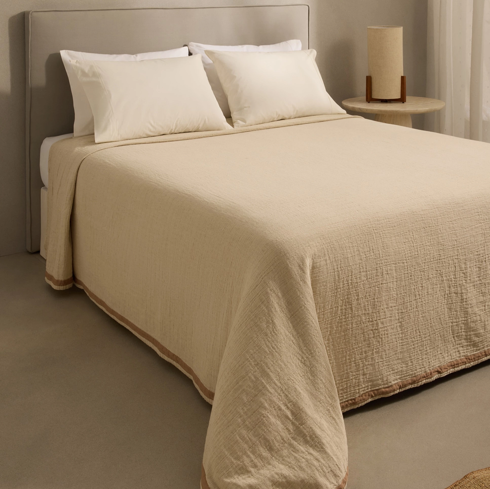 Colcha algodón y lino Soren Room - El Corte Inglés Marrón Cama 90 cm