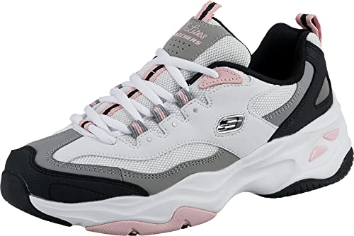 Skechers D'Lites 4.0 Fresh Diva, Zapatillas Mujer, White/Black/Pink, 36.5 EU