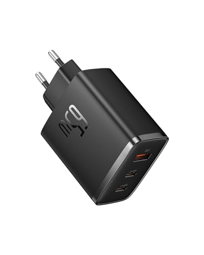 Baseus - Cargador USB C, 65 W, Fuente de alimentación de 3 Puertos PD, con PPS