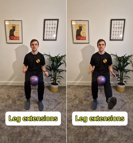 extensión de pierna con pelota