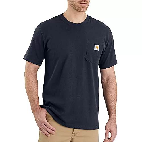 Carhartt Relaxed Fit Heavyweight Short-sleeve K87 Pocket T-shirt, Camiseta Work Utility, Hombre, Azul Marino