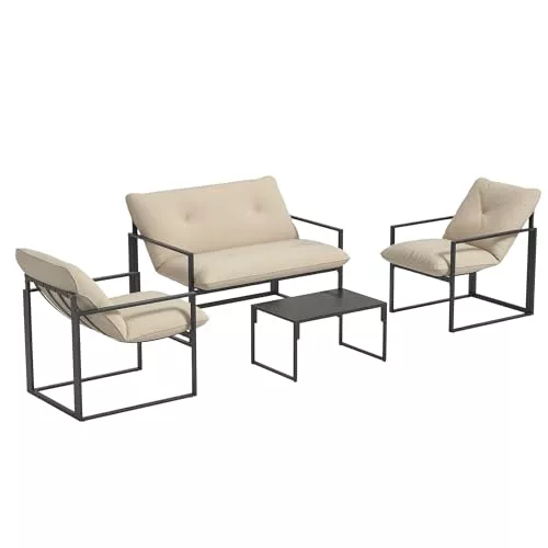 Outsunny conjunto de muebles de jardín 4 personas acero resistente a la intemperie 