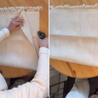 Con una alfombra barata de Ikea  se puede hacer un cesto de lo más bonito para guardar el papel higiénico o las mantitas del sofá