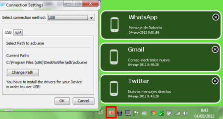 Desk Notifier nos facilita notificaciones de Android en el ordenador