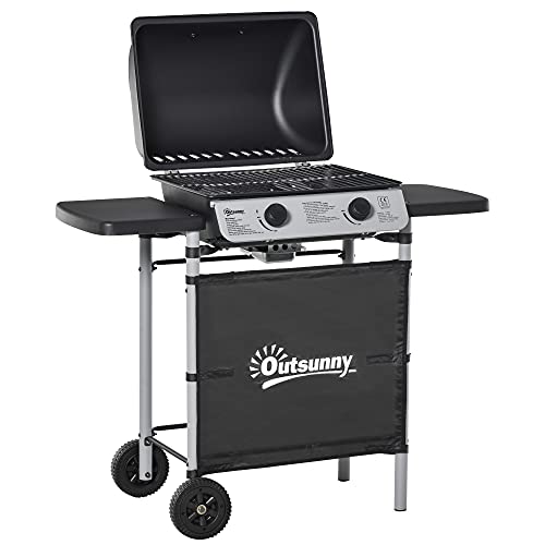 Outsunny Barbacoa de Gas con 2 Quemadores 