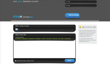 Fetch.io, descarga archivos de Megaupload, Rapidshare y demás a la nube y reprodúcelos desde ahí