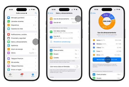 Liberando almacenamiento de Telegram