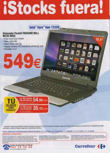 ¿Packard Bell con Leopard? Va a ser que no.