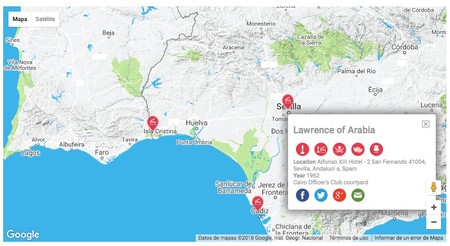 Este mapa te permite descubrir las localizaciones de las películas ganadoras del Oscar