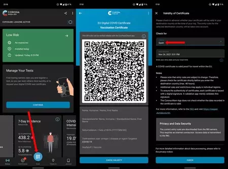 コロナ警告アプリを使用した認証プロセス