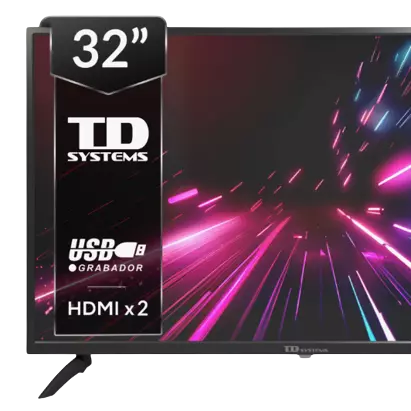 Televisor 32 Pulgadas HD, USB Grabador reproductor, Sintonizador digital DVB-T2/C - TD Systems PRIME32M14H
