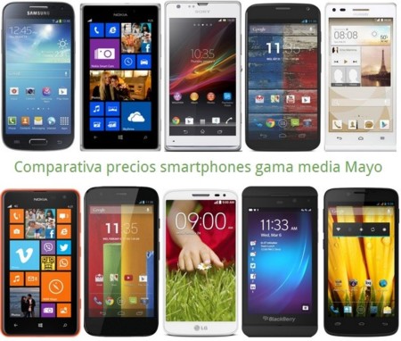 Comparativa precios Huawei G6, Lumia 925, Moto X, LG G2 mini, Galaxy S4 mini, Moto G, Lumia 625 y otros gama media en mayo