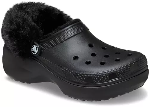 Crocs Classic Platform Fuzz Lined Clog 37-38 Eu Black