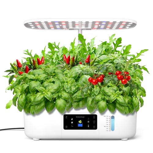 GOLUMUP Sistema de Cultivo Hidropónico Kit de Cultivo Interior con Iluminación LED Automática, Huerto Interior con Temporizador Automático, Altura Ajustable (13 Vainas)