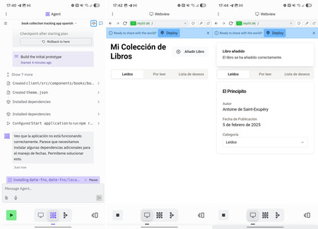 El agente de Replit puede pulir los errores automáticamente. Y el resultado es muy bueno