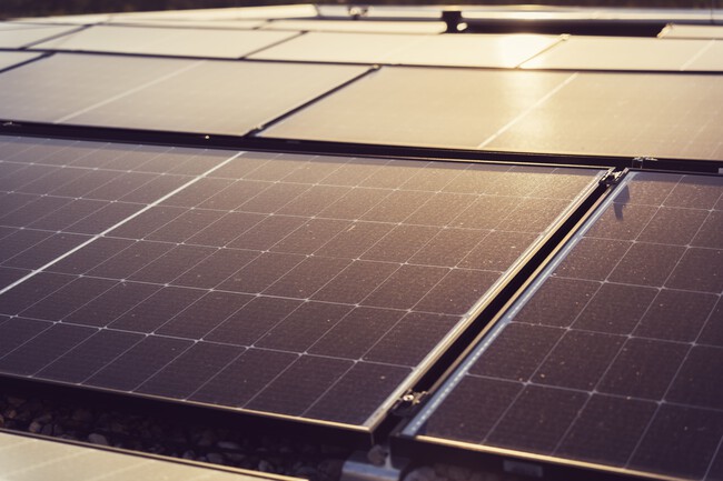 Placas solares al atardecer