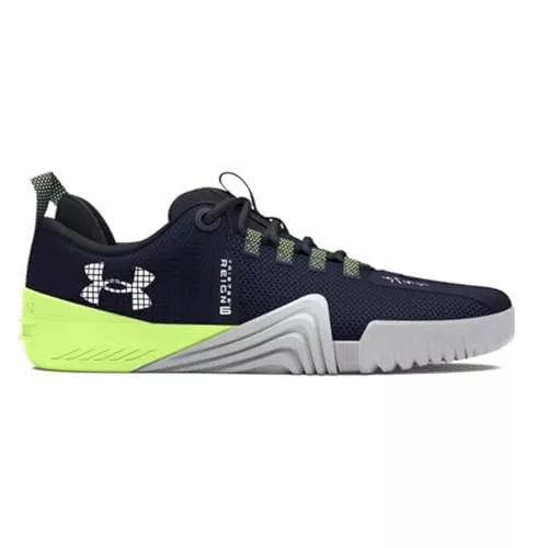 Under Armour TriBase Reign 6 para Hombre, Midnight Navy/Morph Green/White, 45.5 EU