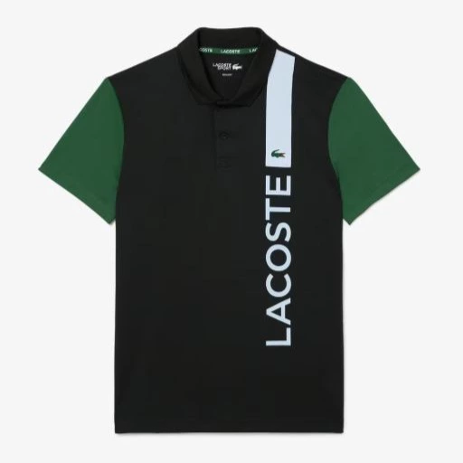 Polo de hombre deportivo con estampado de marca Ultra Dry en negro de manga corta
